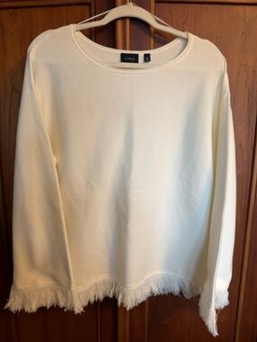 NWT Cyrus Ivory Crewneck with Fringe Hem